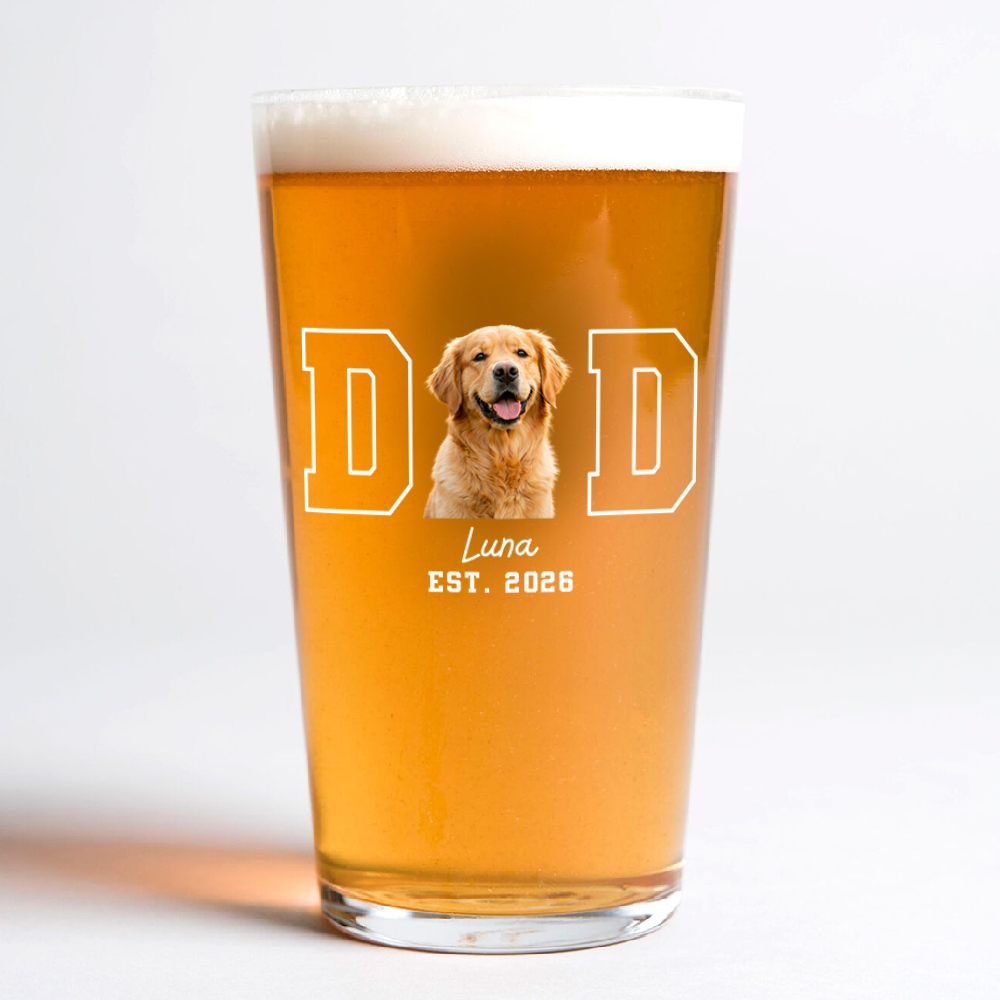 Personalized Dog Photo Beer Glass Custom Gift for Dog Dad HN590 - Print Beer Glass GradoCreations