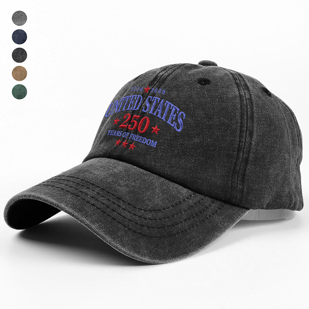Embroidered 250th Independence Day Baseball Cap Gift Idea HN590 - Embroidered Baseball Cap GradoCreations