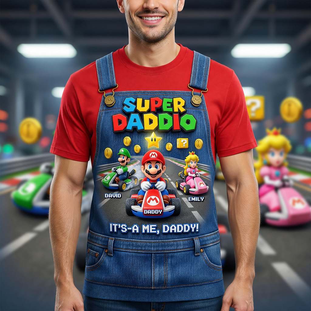 Personalized Retro Game Shirt for Dad and Kids | Super Daddio Gift