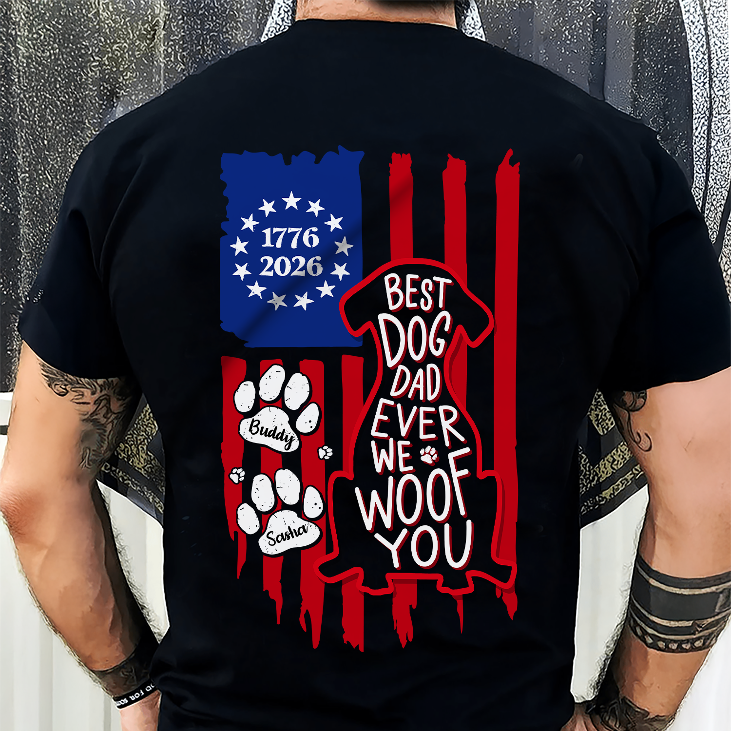 Personalized Best Dog Dad Shirt Custom Name Gift for Father's Day HN590 - Tshirt Back GradoCreations