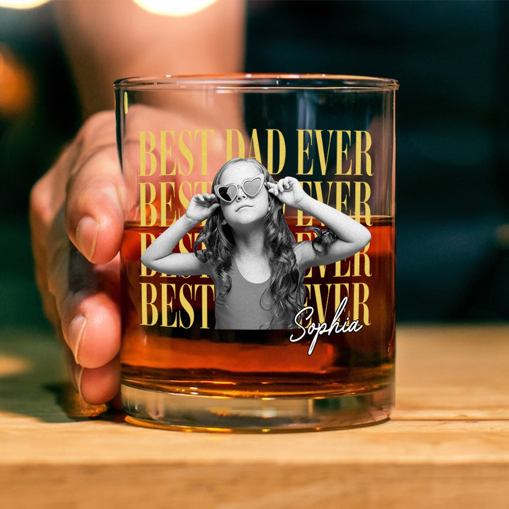 Personalized Vintage Photo Whiskey Glass Custom Gift for Dad HN590 - Print Rock Glass GradoCreations