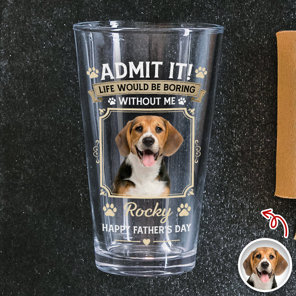Personalized Dog Photo Beer Glass Custom Gift for Dad HN590 - Print Beer Glass GradoCreations