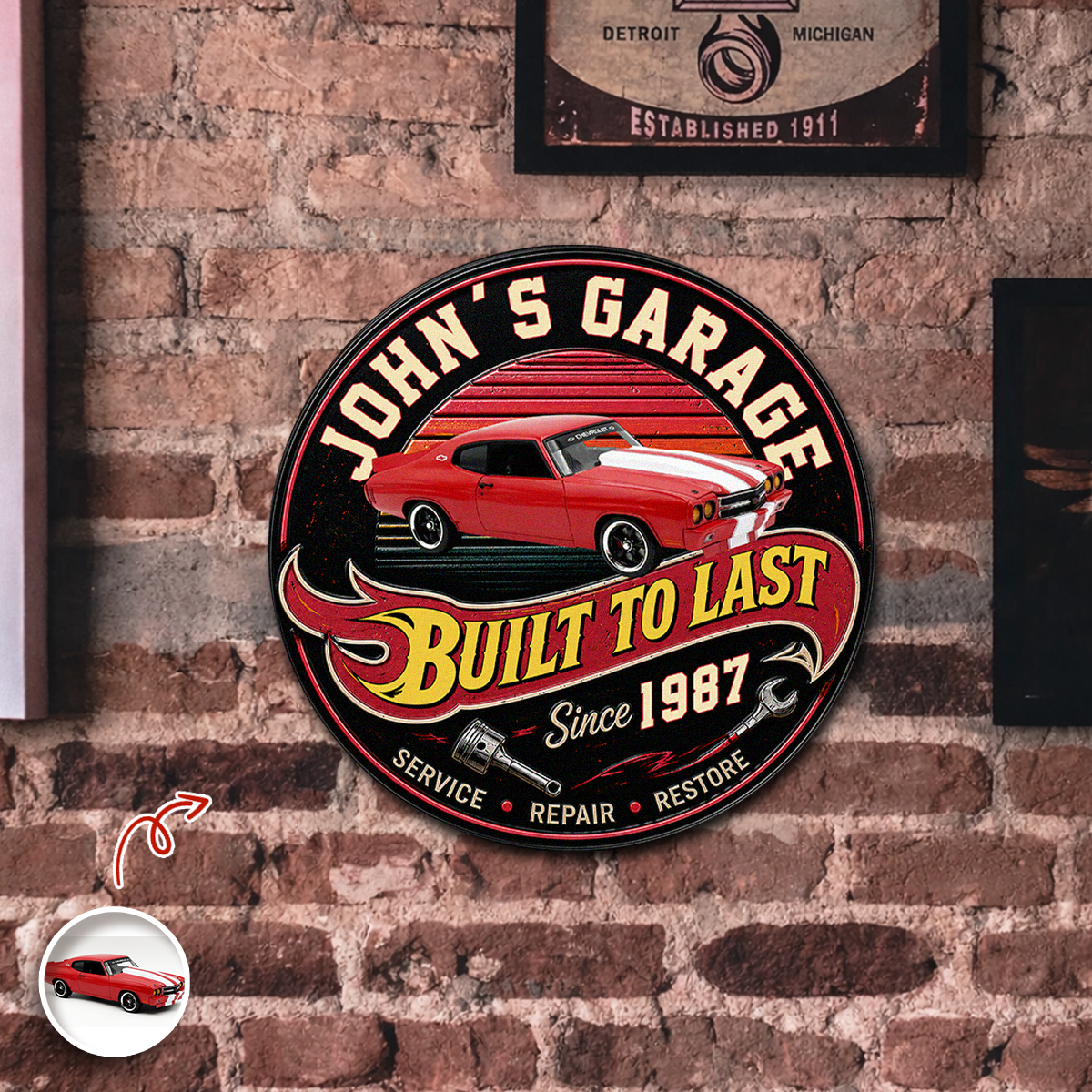 Personalized Car Garage Metal Sign Custom Year Gift for Dad HN590 - Monogram Metal Sign GradoCreations