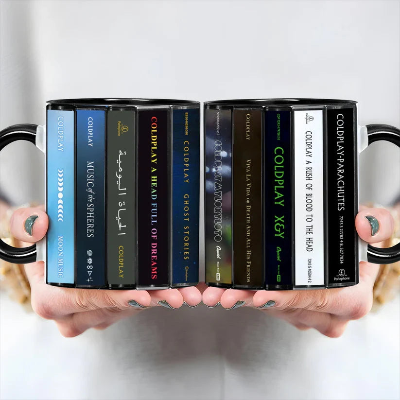 Retro Coldplay Cassette Accent Mug Ceramic Drinkware Gift GradoCreations