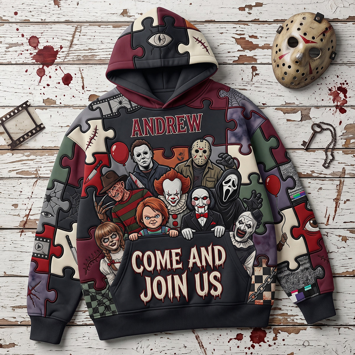 Personalized Halloween Shirt Custom Name Horror Lover Gift AOP Shirt GradoCreations