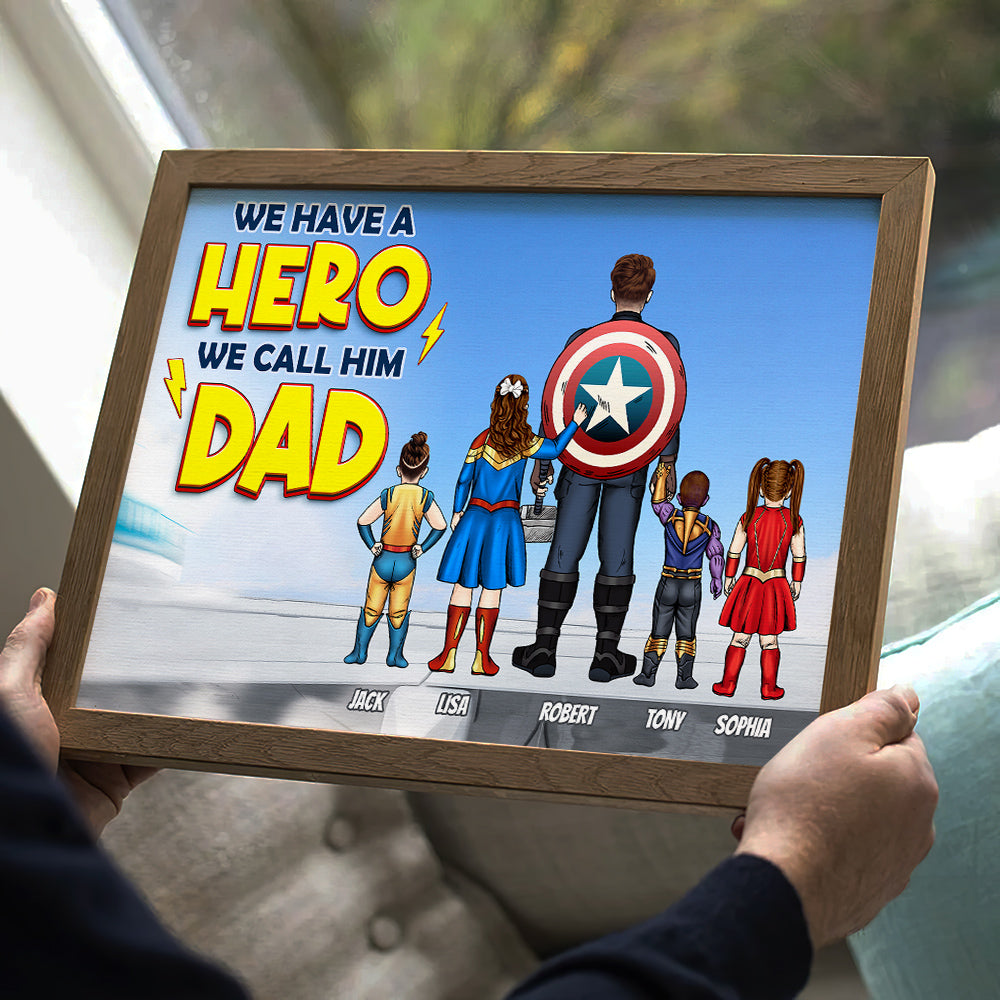Personalized Canvas Super Hero Poster Gift for Dad, Father's Day