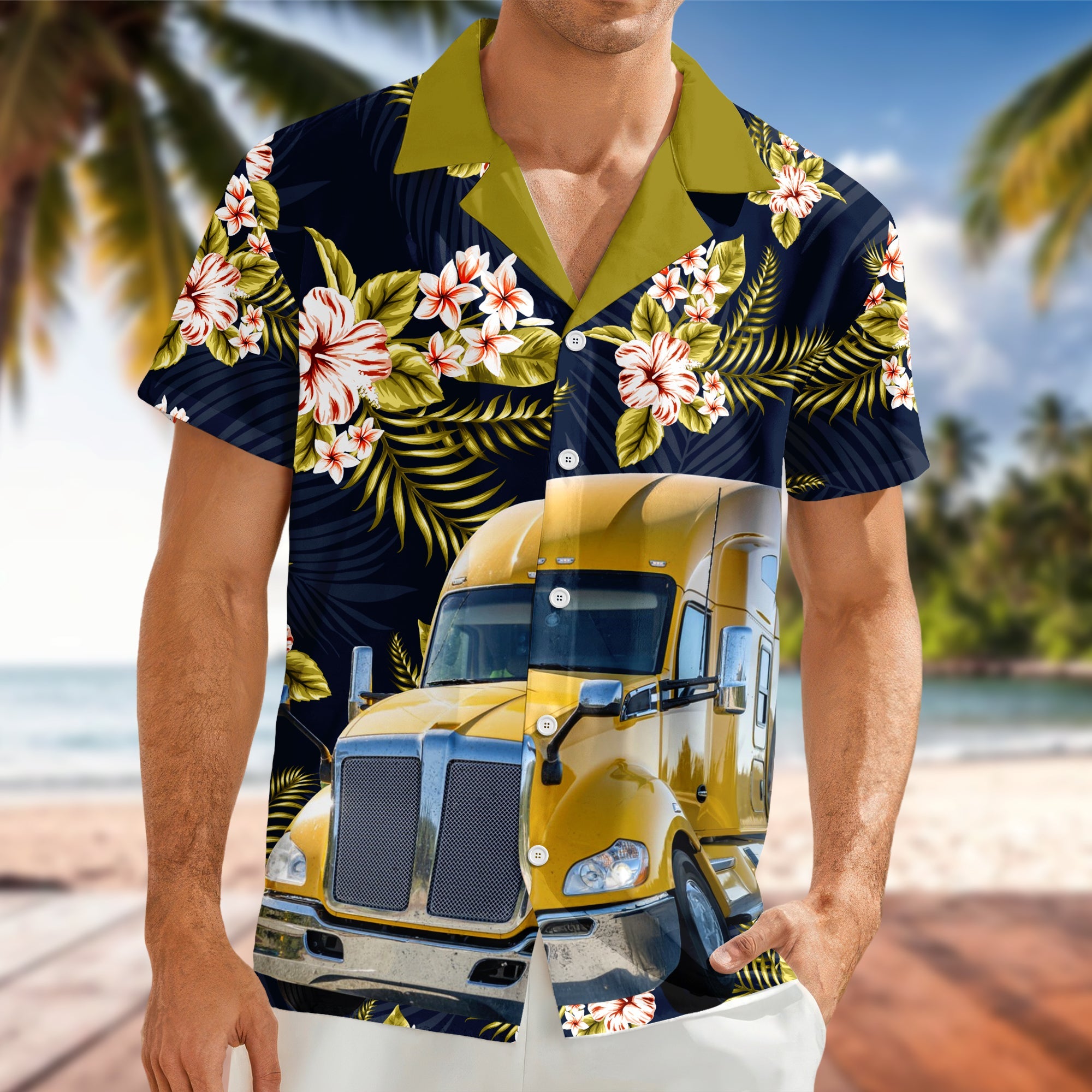 Personalized Hawaiian Shirt Custom Photo Gift for Trucker HN590 - AOP Hawai Shirt GradoCreations