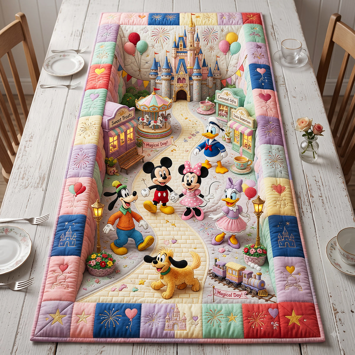 Personalized Disney Magic Mouse Table Runner Custom Family Gift Quilt Table Runner GradoCreations