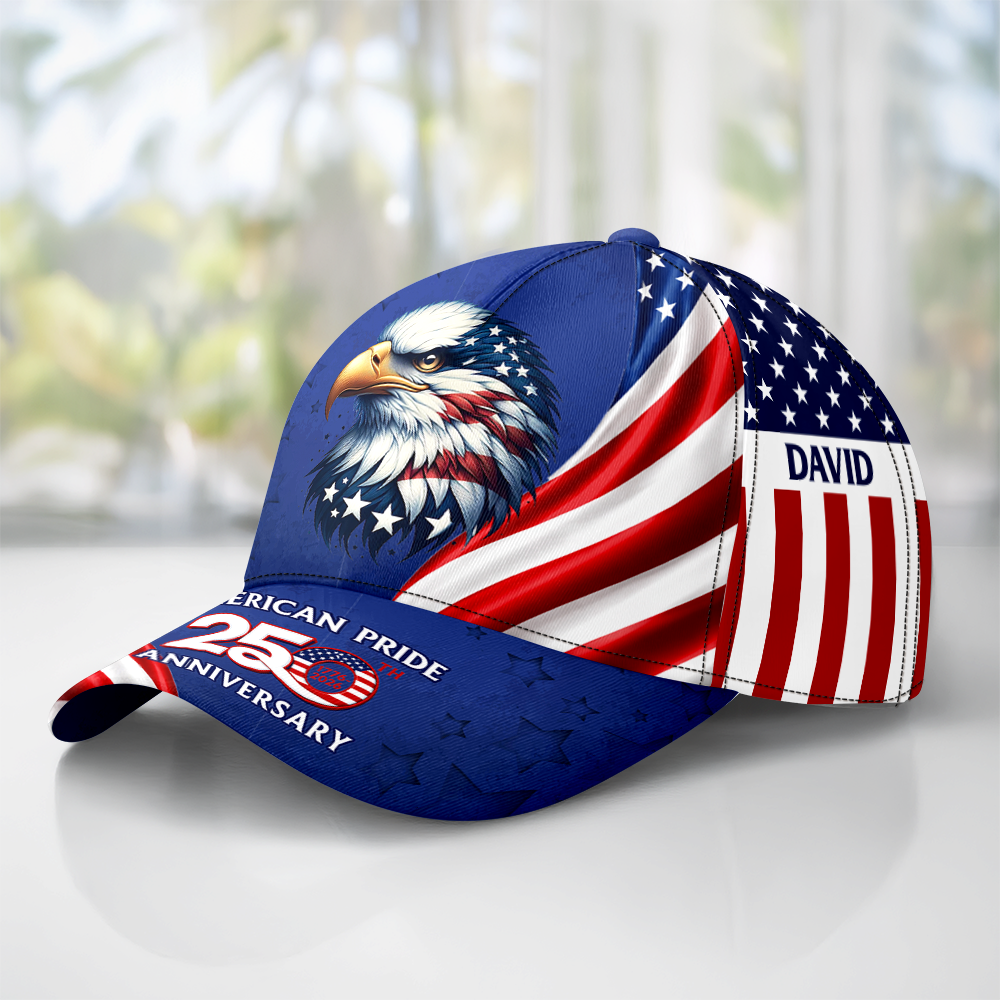 Personalized Eagle Cap Patriotic Gift for Dad 4th of July HN590 - AOP Cap GradoCreations
