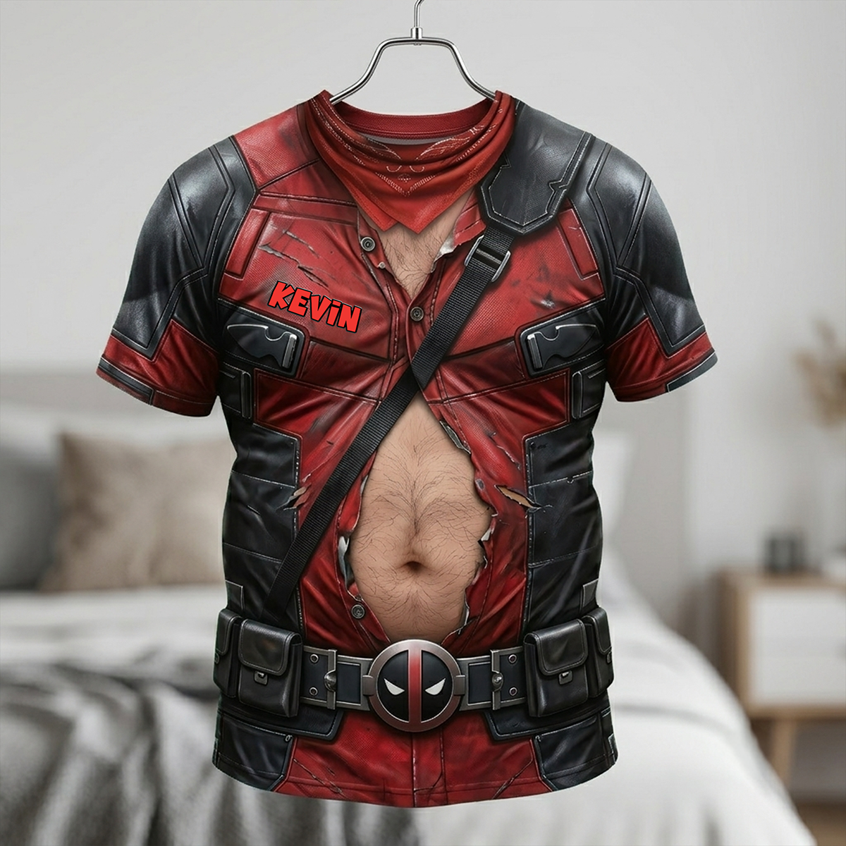 Personalized Superhero Muscle Costume Shirt for Him - Fun Gift for Dad or Husband AOP Tshirt GradoCreations