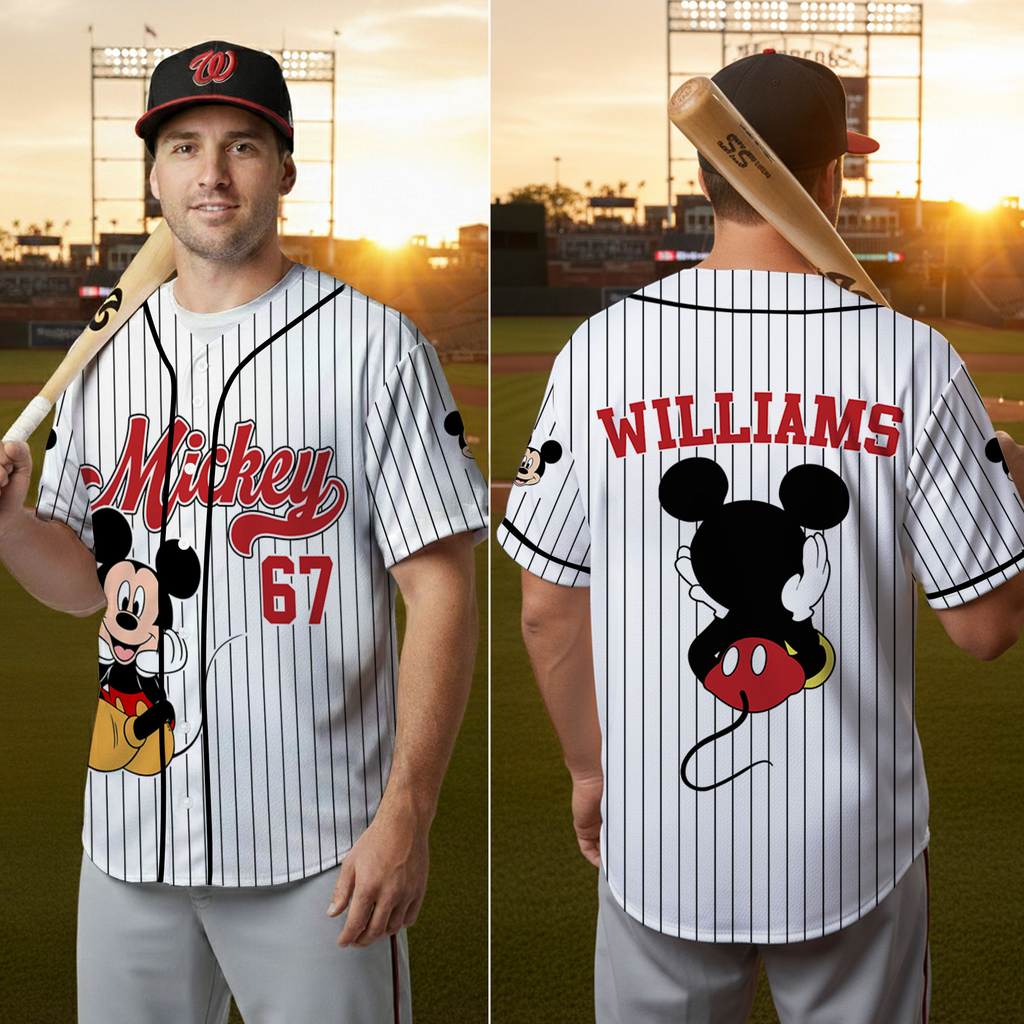 Custom Mickey Mouse Baseball Jersey Personalized Gift for Movie Fans