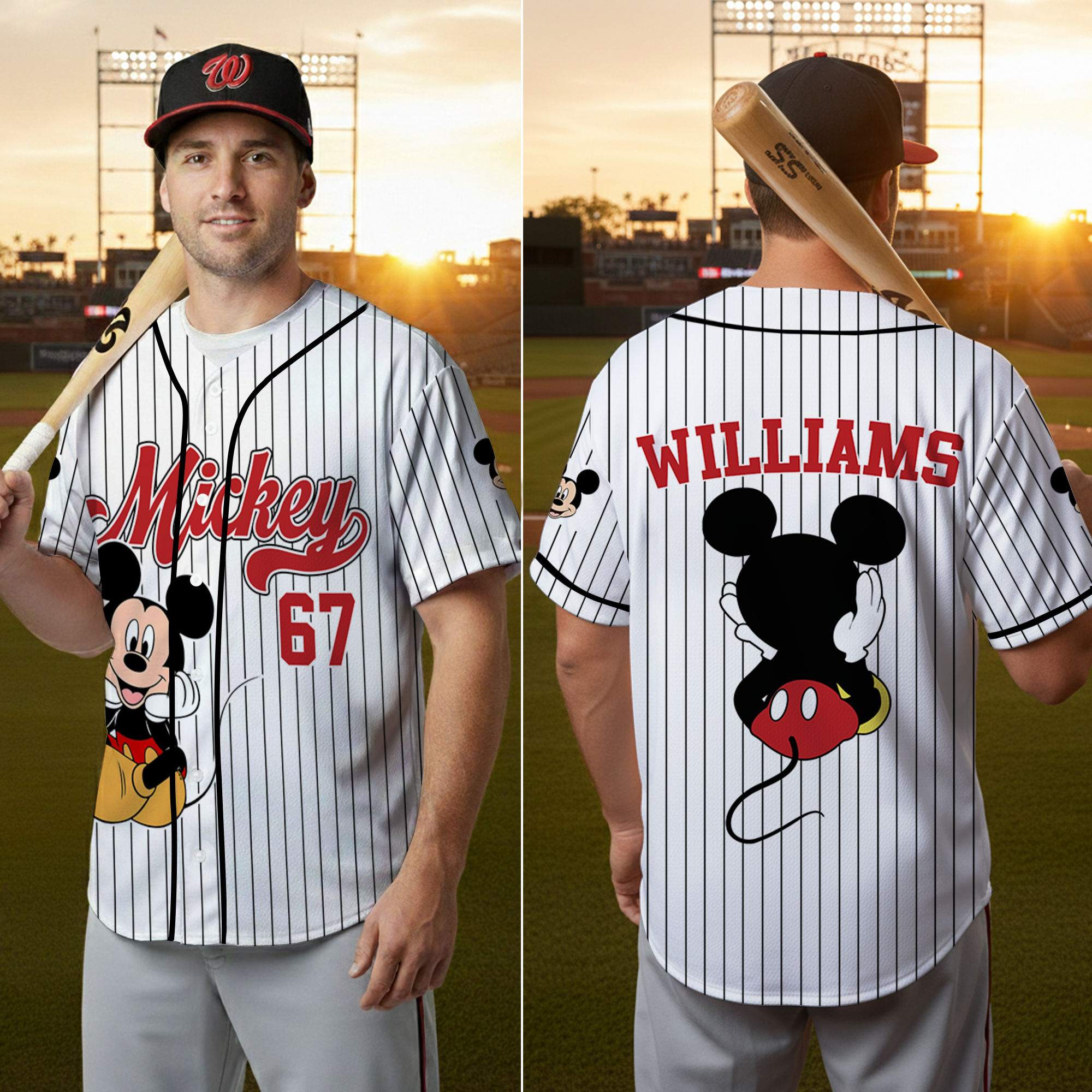 Custom Mickey Mouse Baseball Jersey Personalized Gift for Movie Fans
