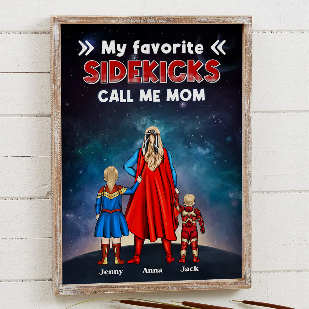 Personalized Superhero Canvas Poster for Mom with Kids' Names - Gift for Mother's Day