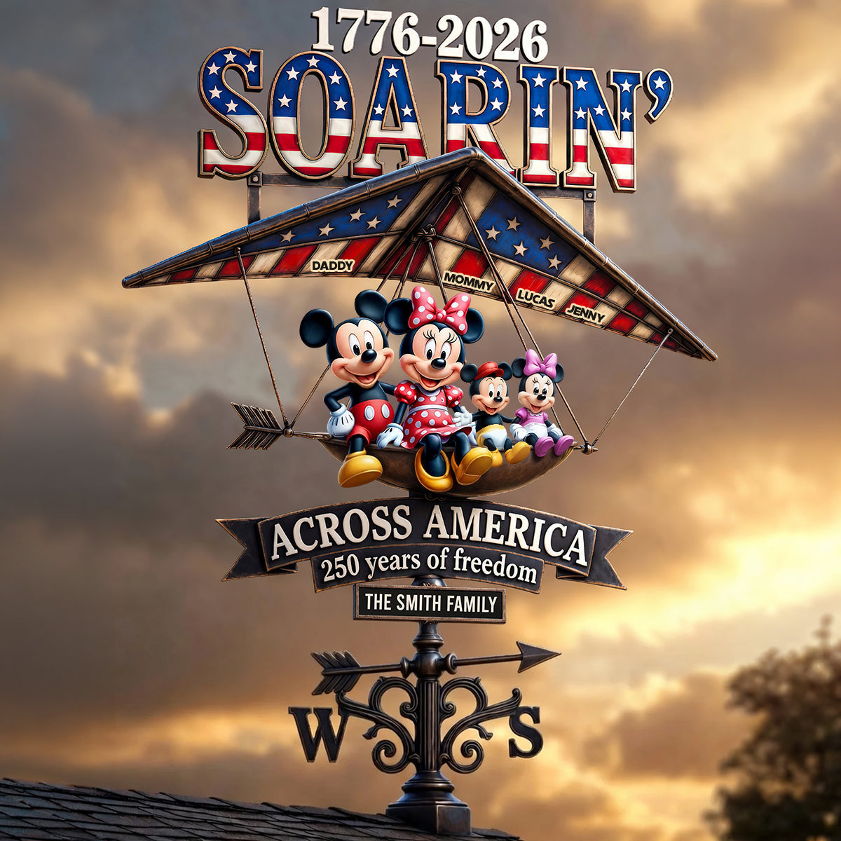 Personalized Weather Vane Custom Family Design Patriotic Gift