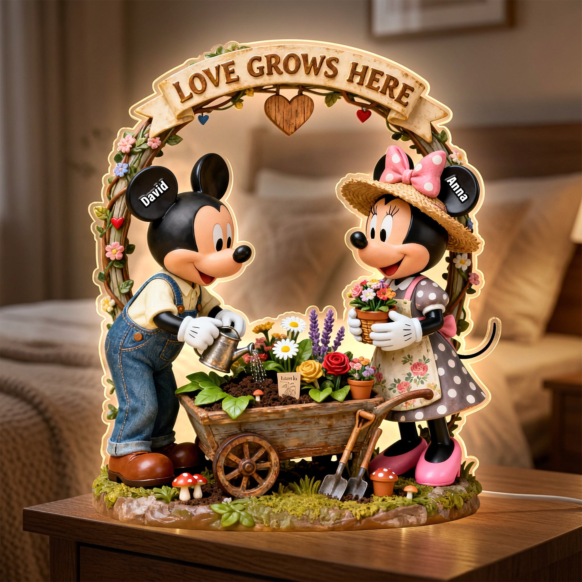 Personalized Acrylic Light Box with Garden Design for Couples | Unique Home Decor Gift