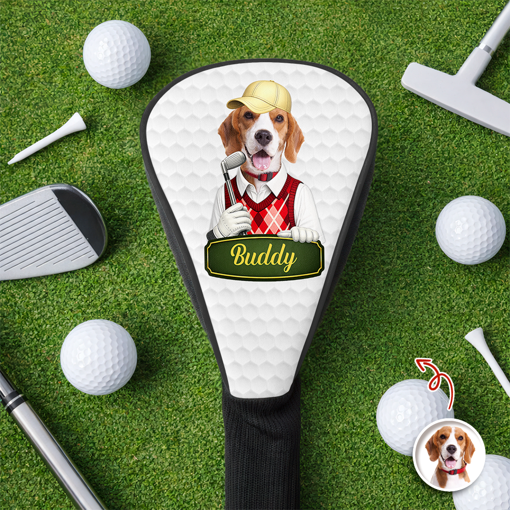 Personalized Dog Photo Golf Club Head Cover Gift for Dog Dad HN590 - Golf Club Head Cover GradoCreations