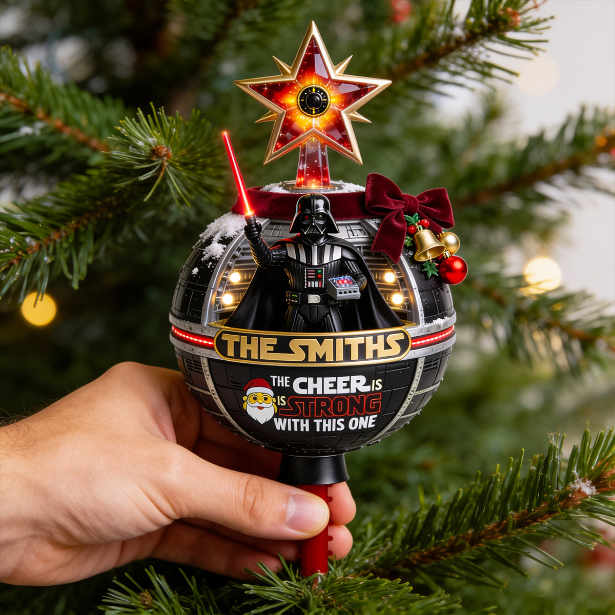Personalized LED Light Tree Topper with Star - Christmas Gift for Family, Movie Fans LED Light Tree GradoCreations