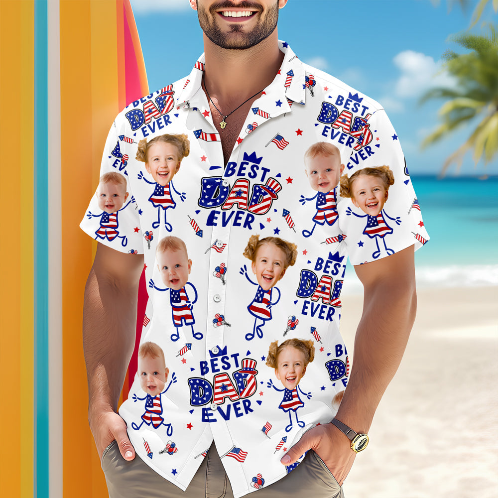 Personalized Hawaiian Shirt USA Flag Gift for Dad - Father's Day HN590 - AOP Hawai Shirt GradoCreations
