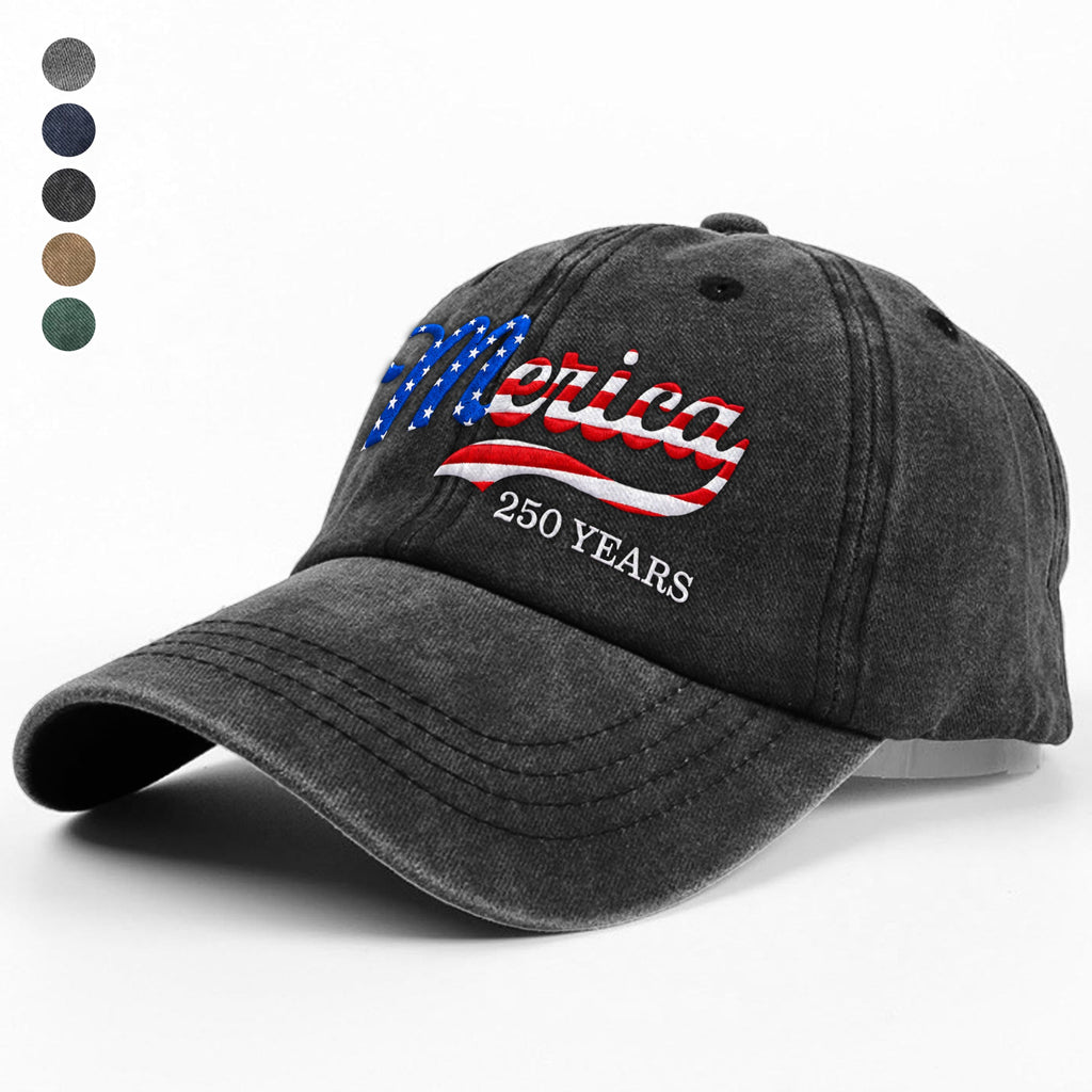 Personalized Embroidered Baseball Cap Merica Gift for Dad HN590 - Embroidered Baseball Cap GradoCreations