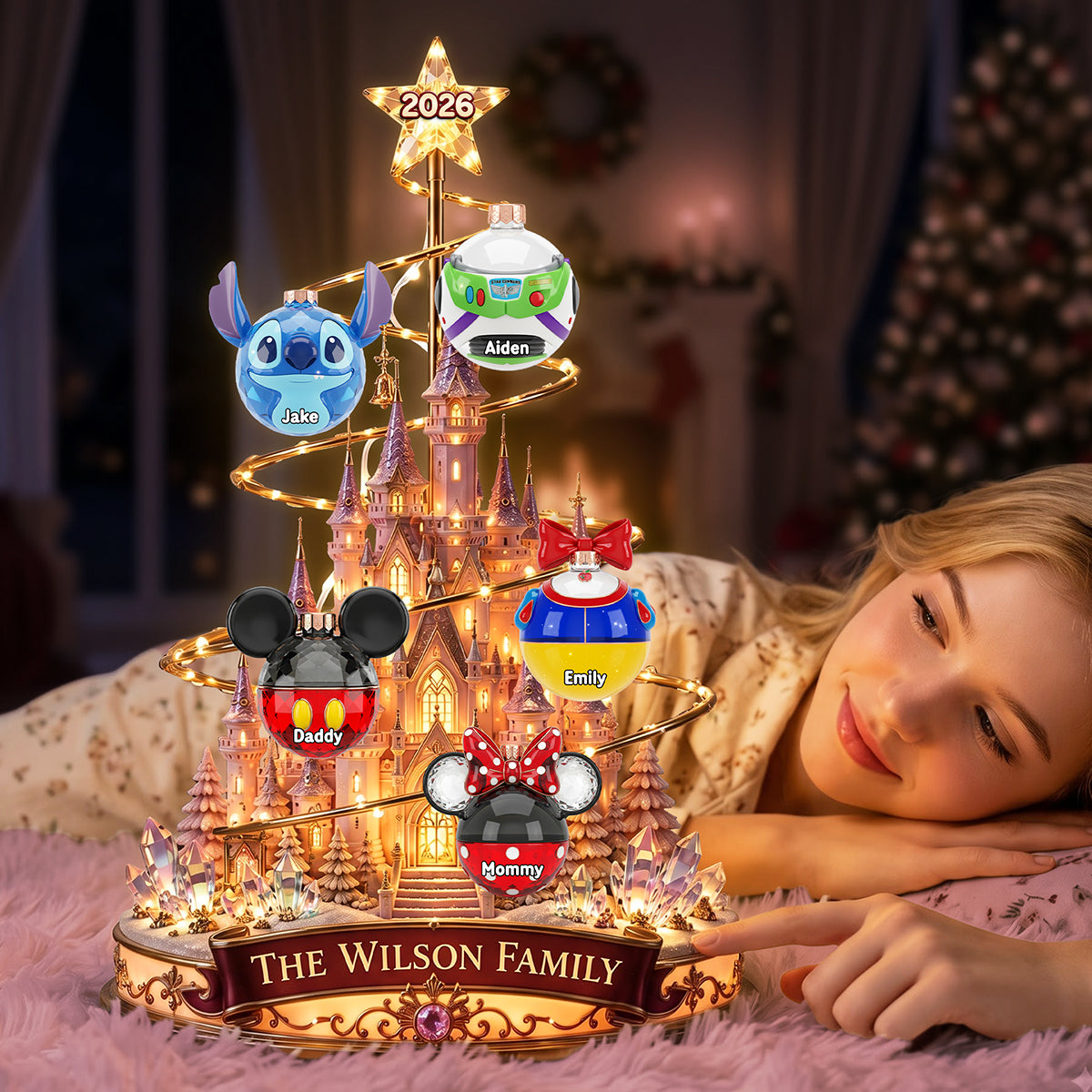 Personalized Acrylic Light Box Magical Castle Family Gift for Christmas Acrylic Light Box GradoCreations