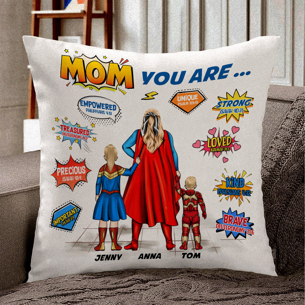 Personalized Mom You're Loved And Brave Pillow Gift for Mom, Grandma, Mother's Day