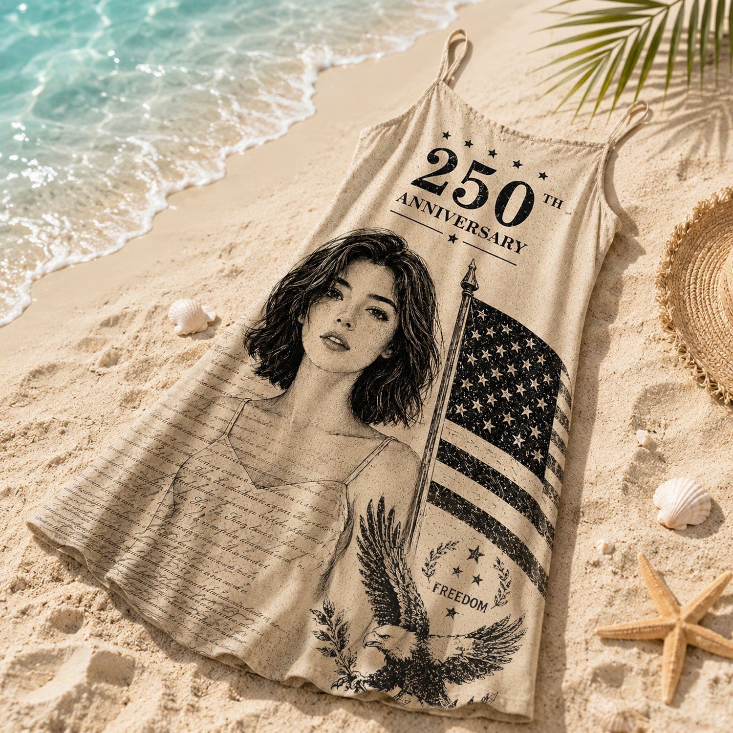 Custom Photo Maxi Dress Vintage Eagle 250th Anniversary Gift HN590 - Women's V-Neck Cami Maxi Dress Fix GradoCreations