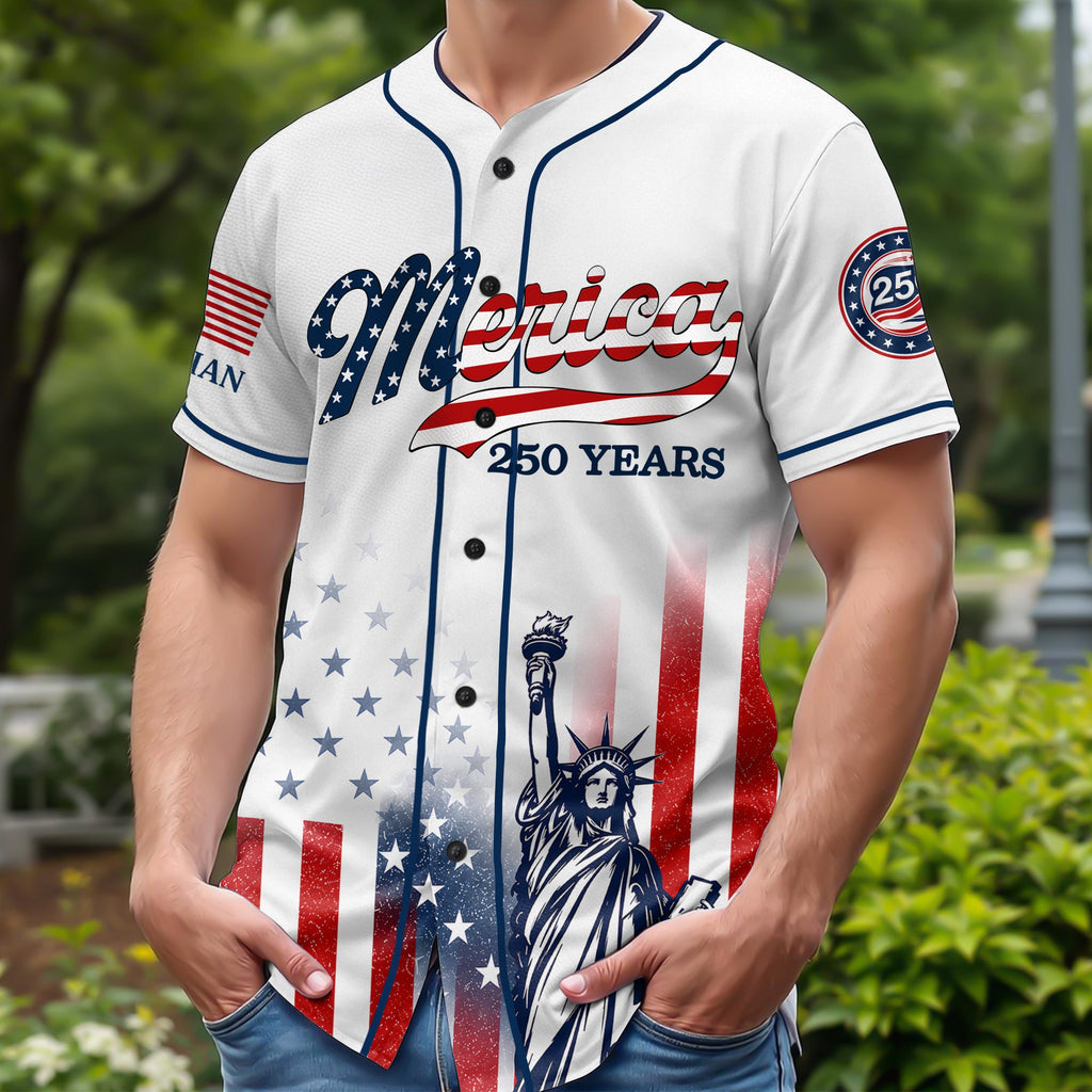 Personalized USA 250th Anniversary Jersey Baseball Shirt Gift Jersey Baseball Shirt GradoCreations