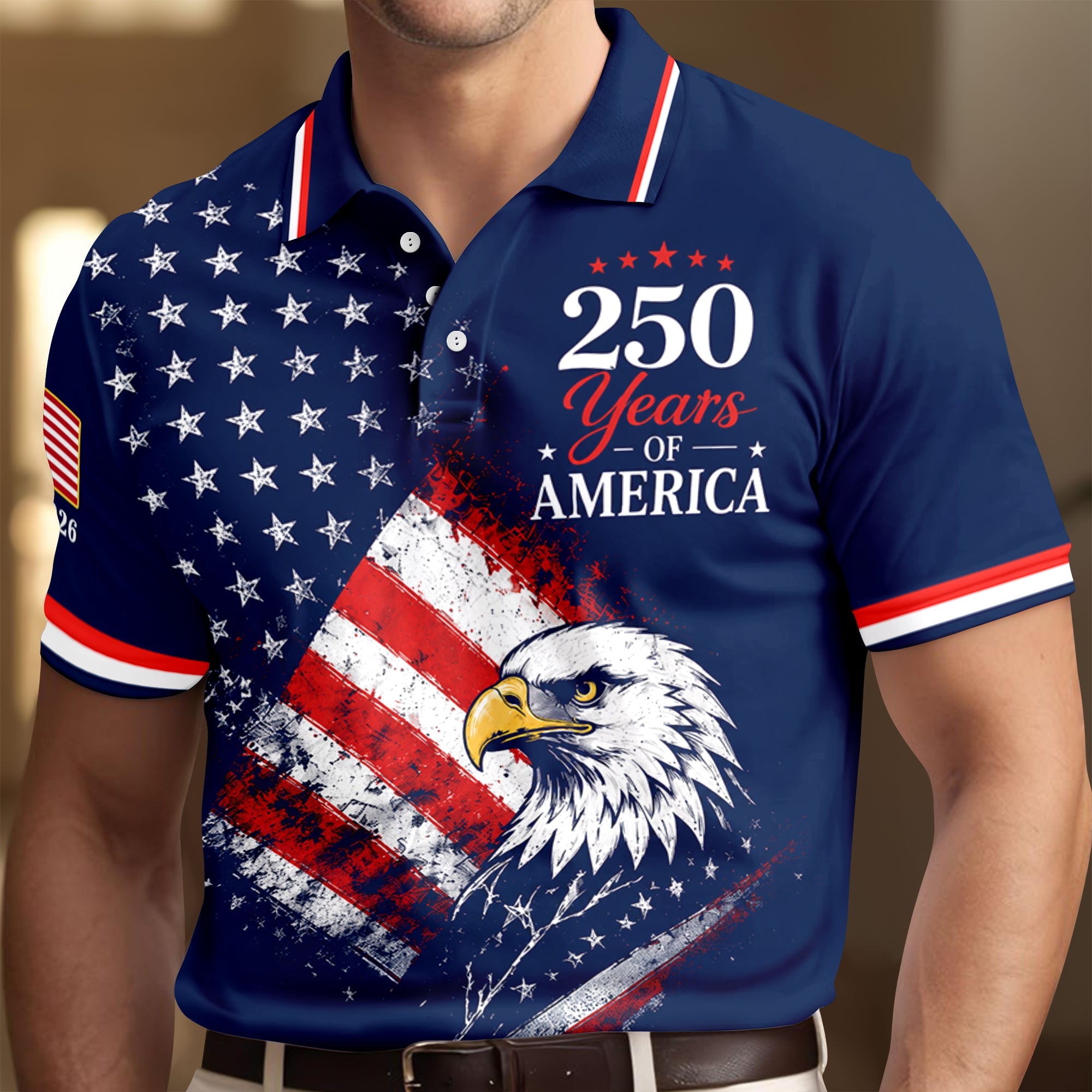Personalized Patriotic Polo Shirt Custom USA Flag Gift for 4th of July HN590 - Men's Polo Shirt GradoCreations
