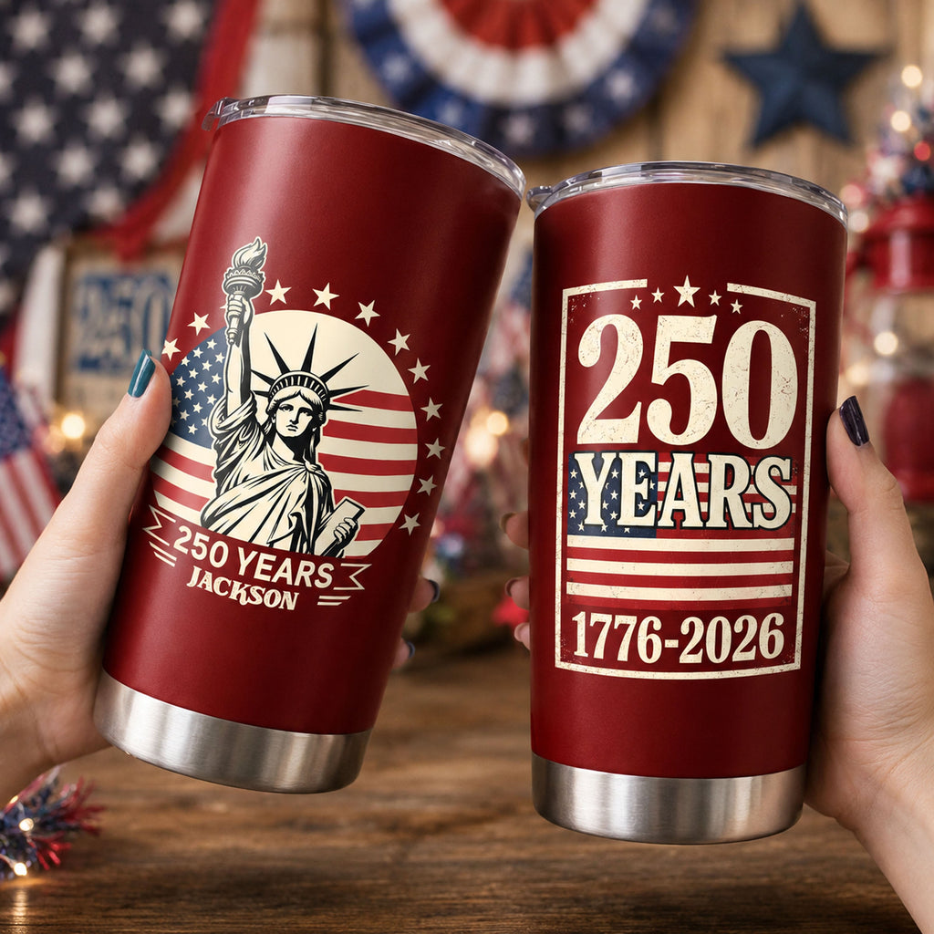 Personalized Statue of Liberty Tumbler Custom Name 250th Anniversary Gift HN590 - Fat Tumbler GradoCreations