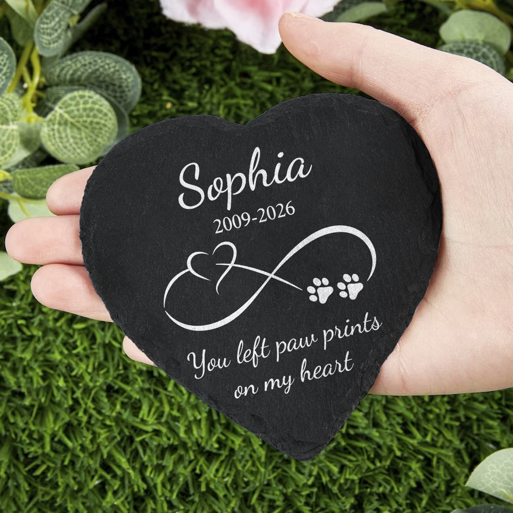 Personalized Heart Shaped Pet Memorial Grave Marker Stone Gift HN590 - Heart Shaped Stone GradoCreations