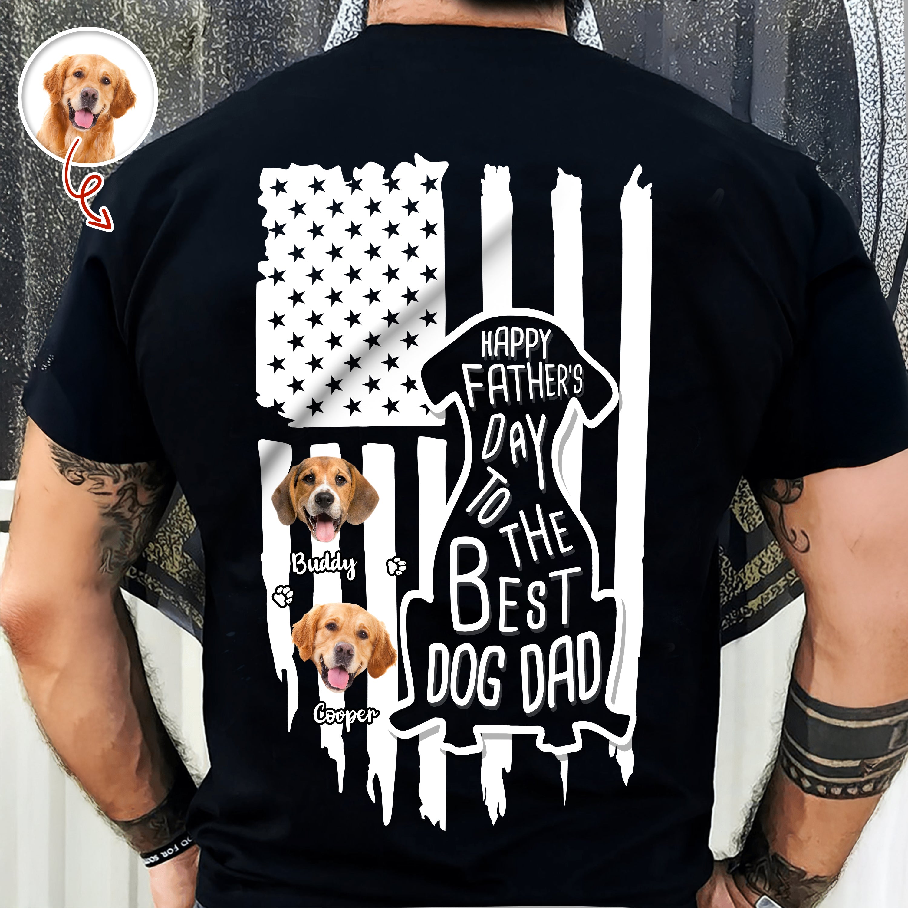 Personalized Father's Day Shirt Best Dog Dad Gift Custom Design HN590 - Tshirt Back GradoCreations