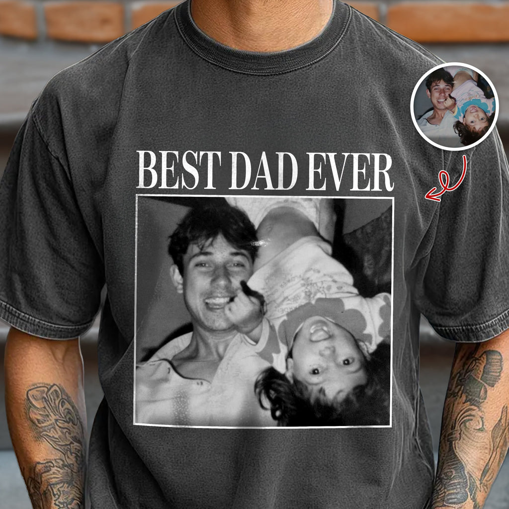 Personalized Vintage Photo Comfort Shirt Gift for Dad Comfort Shirt GradoCreations