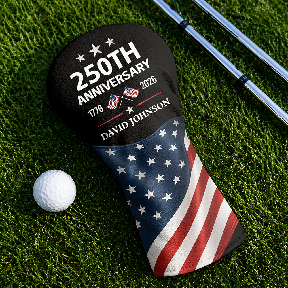 Personalized 250th Anniversary Golf Head Cover Custom Name Gift HN590 - Golf Head Cover GradoCreations