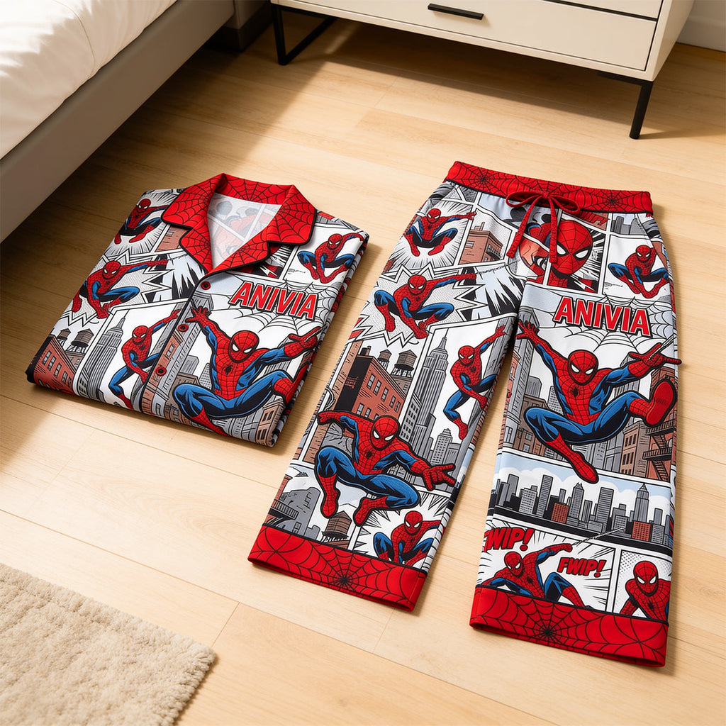 Personalized Spider-Man Pajama Set Custom Name Gift for Him Pajama Set GradoCreations