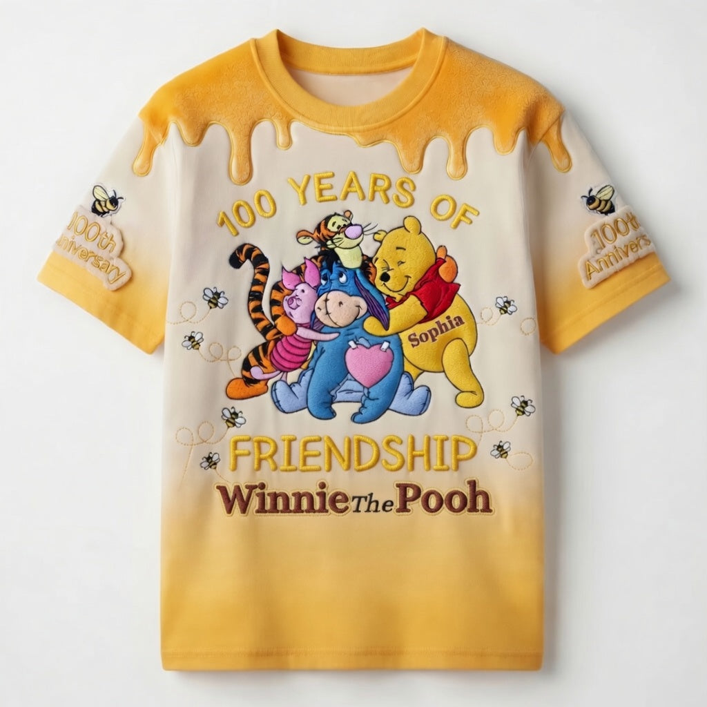 Personalized Winnie the Pooh AOP Shirt 100 Years of Friendship Gift for Movie Fans
