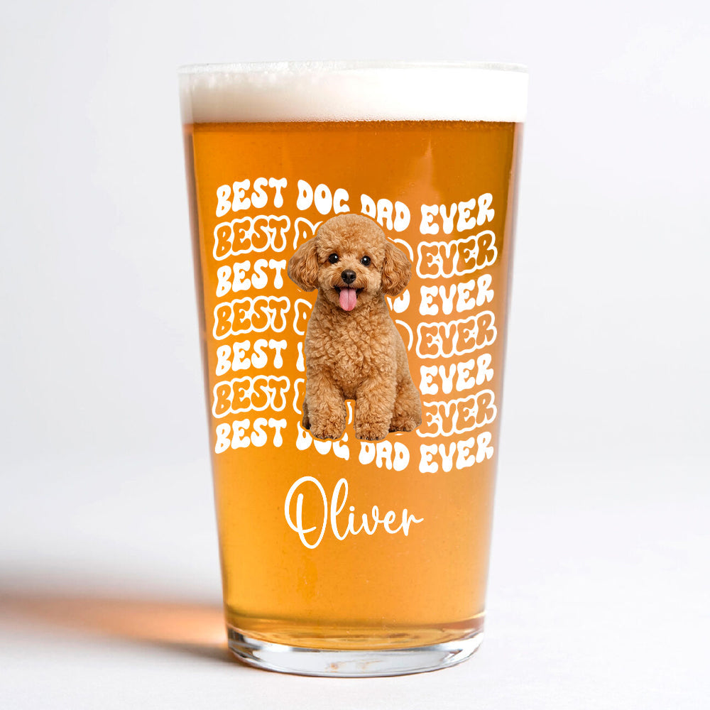 Personalized Photo Beer Glass Best Dog Dad Gift for Father's Day HN590 - Print Beer Glass Fix GradoCreations