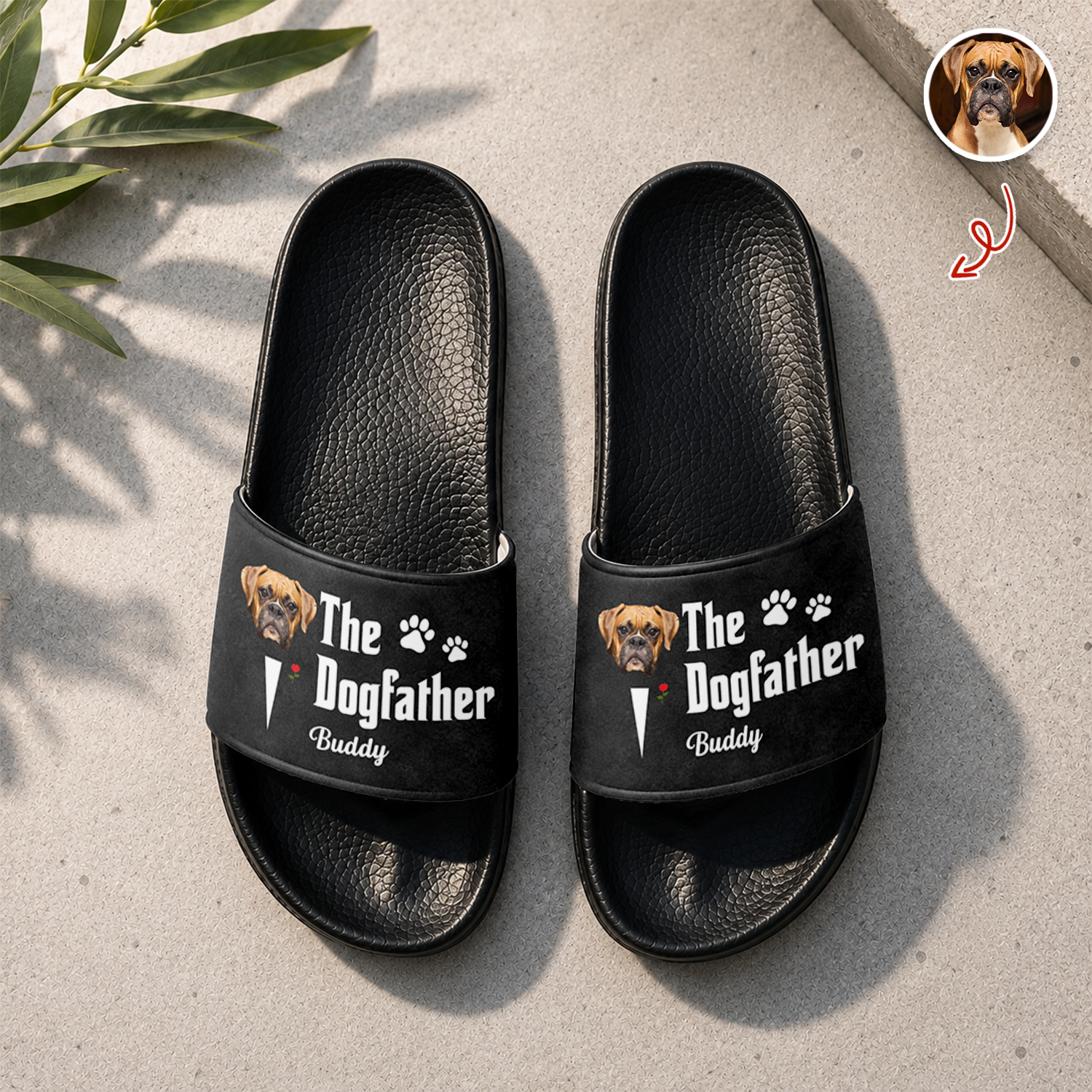 Personalized Dog Dad Slide Sandals Custom Photo Gift Idea HN590 - Slide Sandals GradoCreations