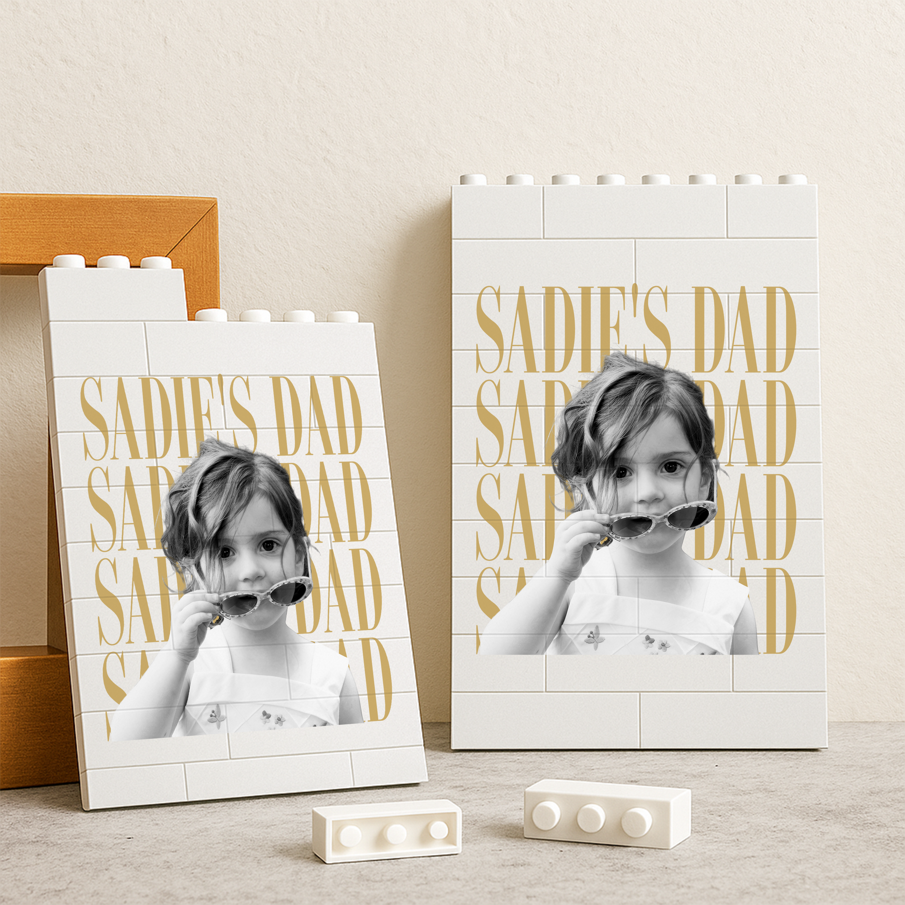 Personalized Vintage Photo Building Block Gift for Dad & Mom HN590 - Building Blocks GradoCreations