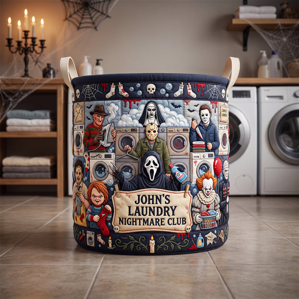 Personalized Quilted Laundry Basket for Horror Lovers - Custom Design Quilted Laundry Basket GradoCreations