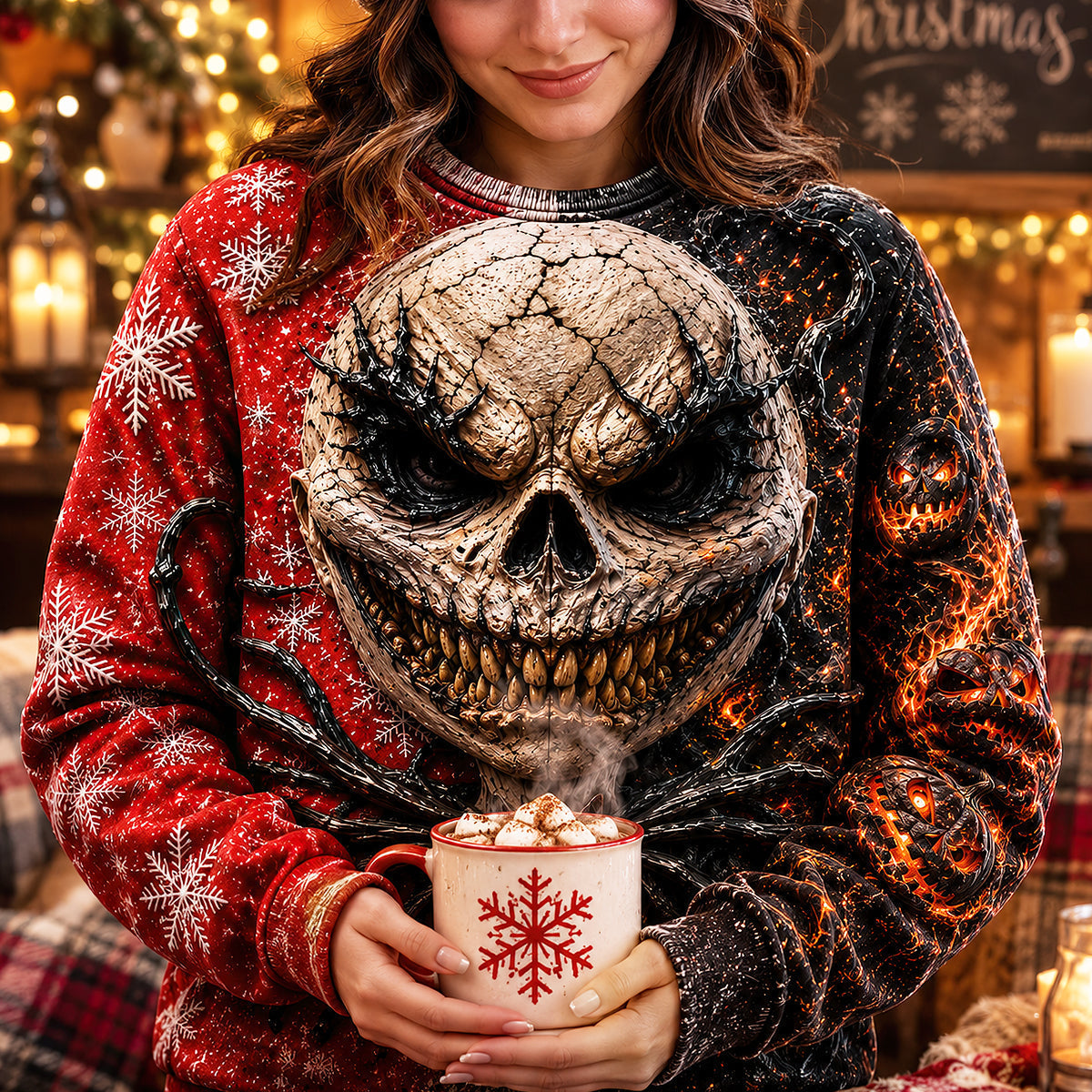 Personalized 3D Horror Skull Christmas Costume Shirt for Him AOP Shirt GradoCreations