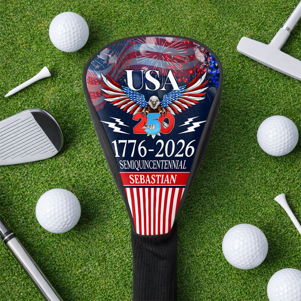 Personalized Golf Club Head Cover 250 Years America Gift for Dad HN590 - Golf Club Head Cover GradoCreations