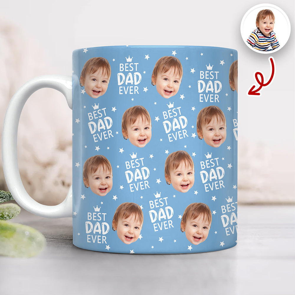 Personalized Best Dad Ever Coffee Mug Custom Photo Gift HN590 - edge to edge mug GradoCreations