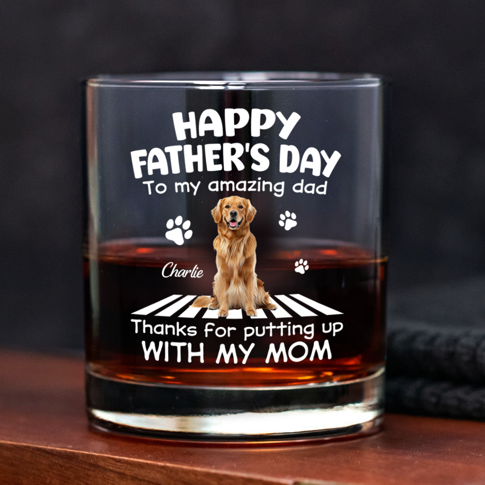Personalized Whiskey Glass Gift for Dog Dad Father's Day HN590 - Print Rock Glass GradoCreations