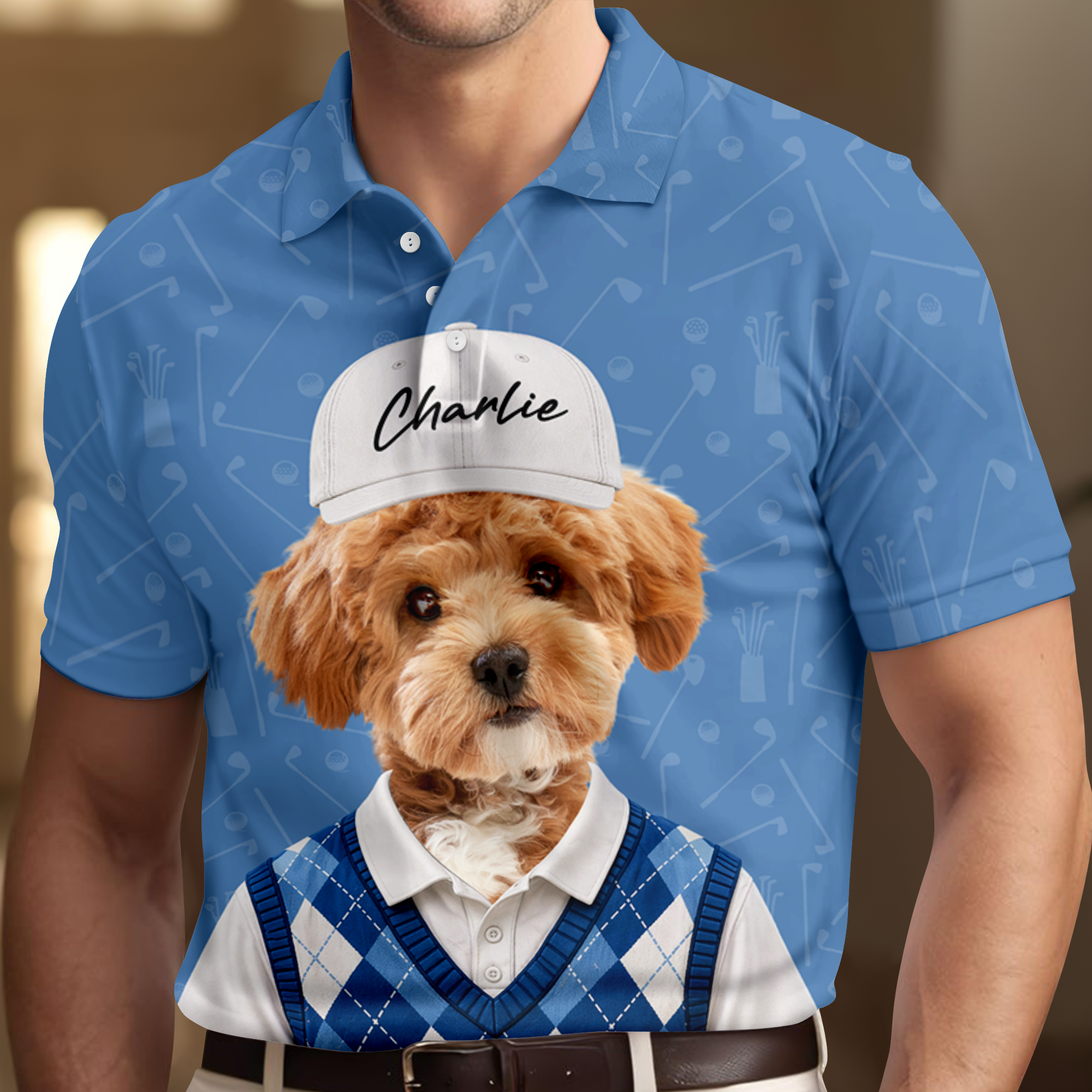 Personalized Pet Photo Polo Shirt for Dog Lovers Gift for Dad HN590 - Men's Polo Shirt GradoCreations