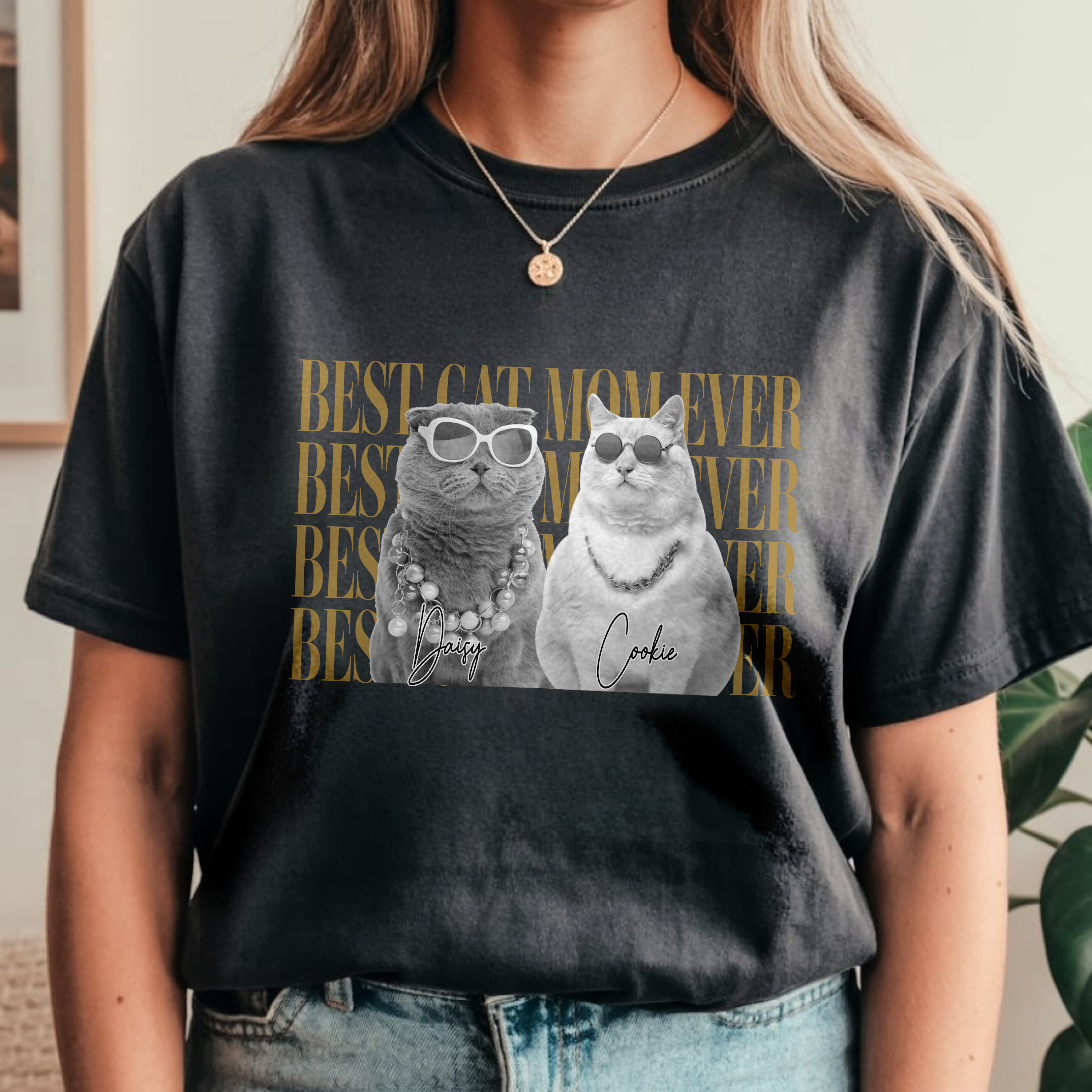 Personalized Vintage Photo Comfort Shirt Gift for Cat Dad Comfort Shirt GradoCreations