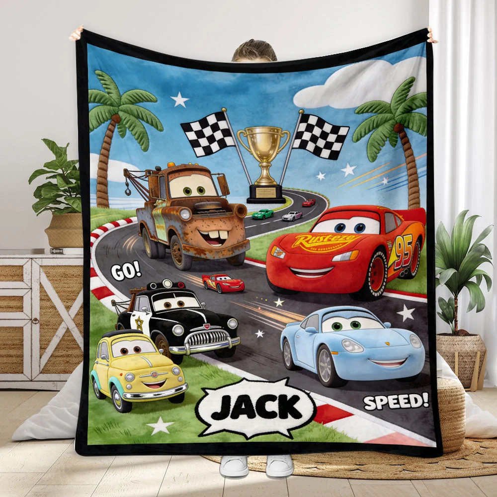 Personalized Racing Crew Blanket with Custom Name Gift for Kids Blanket GradoCreations