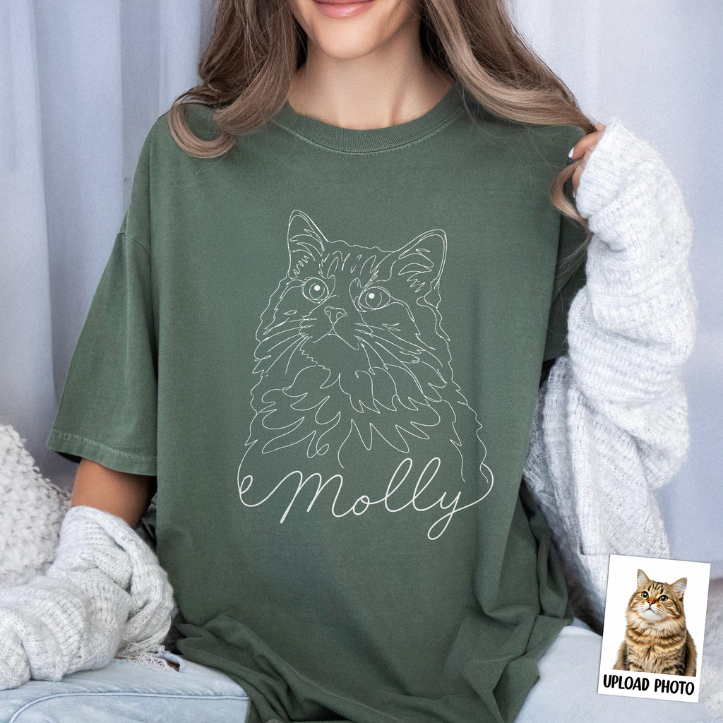 Custom Pet Portrait Line Art Shirt Personalized Gift for Dog Dad Comfort Shirt FIX GradoCreations