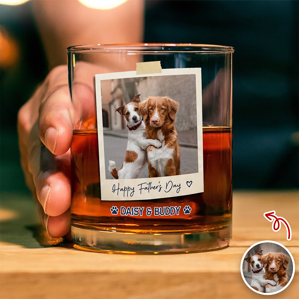 Personalized Dog Photo Whiskey Glass Gift for Dog Dad HN590 - Print Rock Glass GradoCreations