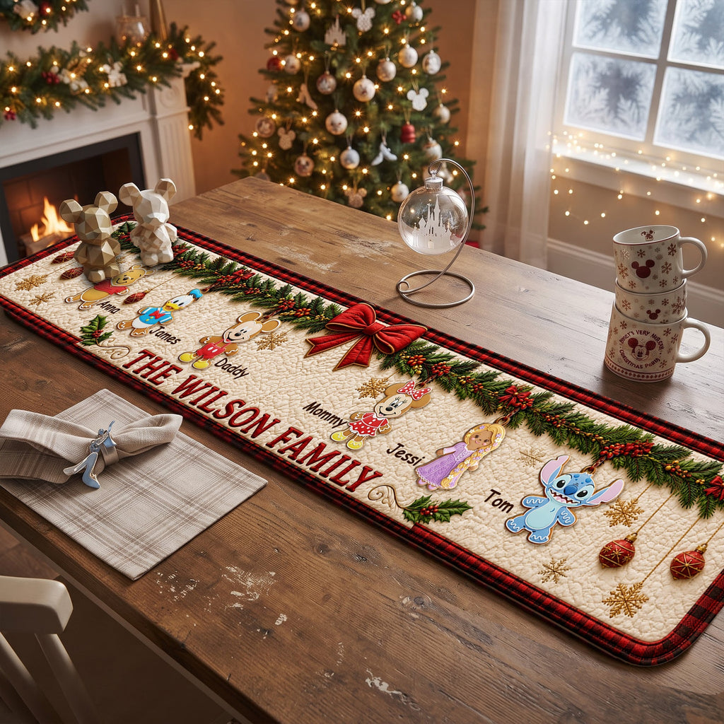 Personalized Christmas Table Runner Custom Family Name Gift Quilt Table Runner GradoCreations