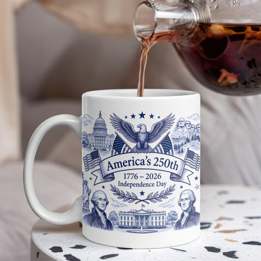 Personalized USA 250th Anniversary Mug Custom Name Gift for Dad HN590 - edge to edge mug GradoCreations